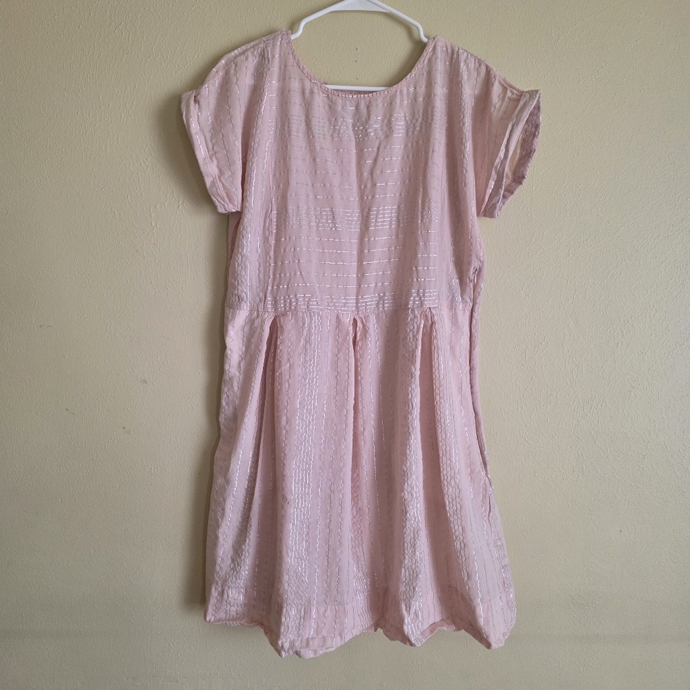 Peyton & Parker Sheer Blush Pink Dress With Silver Metallic Stripes